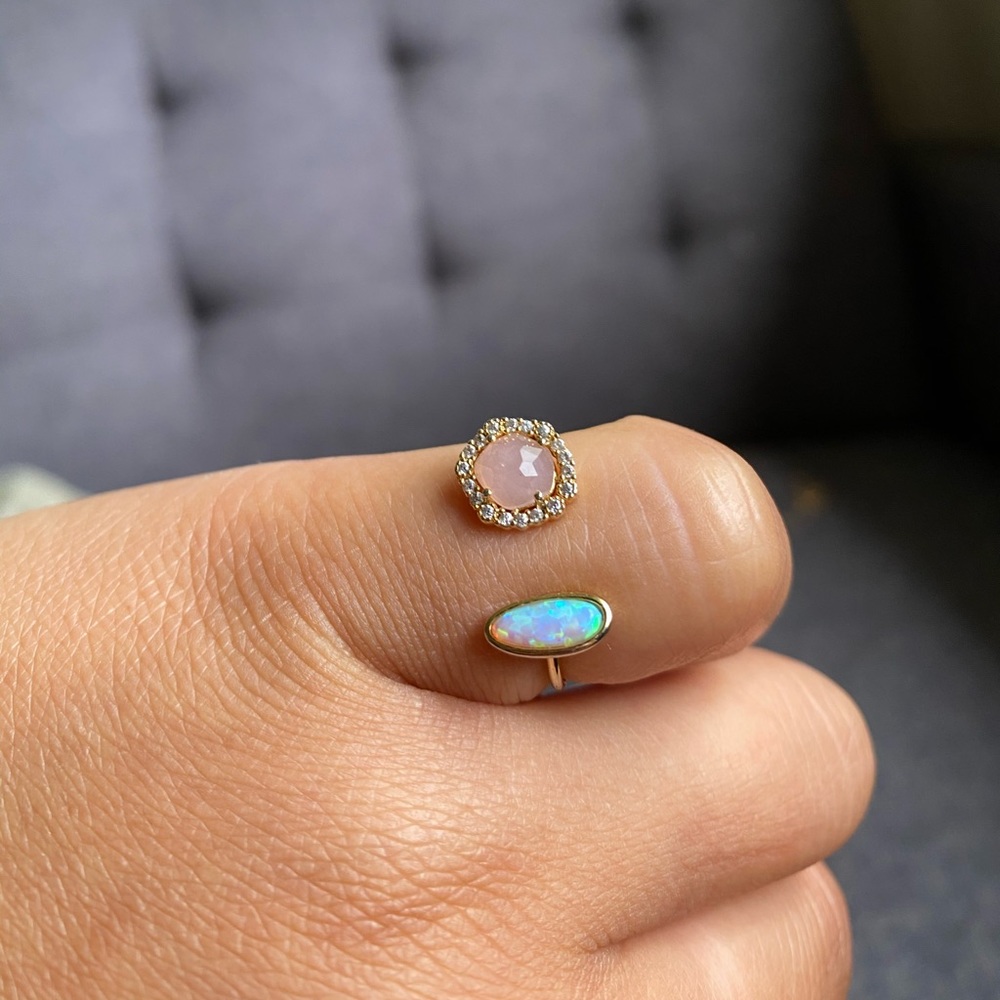 Anthropologie Gold Rose Quartz Opal Ring